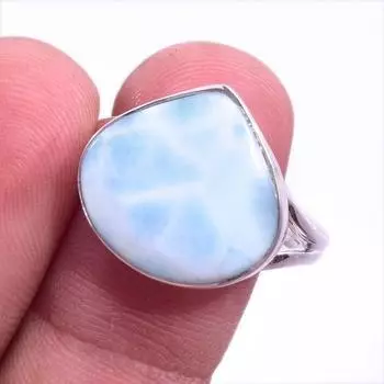 Natural Republic Larimar Gemstone Handmade 925 Sterling Silver Ring Size 10 i0l57