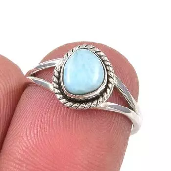 Natural Republic Larimar Gemstone Handmade 925 Sterling Silver Ring S.5.5 r0z80