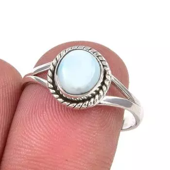 Natural Republic Larimar Gemstone Handmade 925 Sterling Silver Ring S.7.5 O0w53