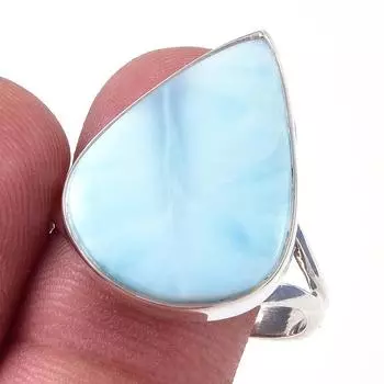 Natural Republic Larimar Gemstone Handmade 925 Sterling Silver Ring Size 10 Z3C87