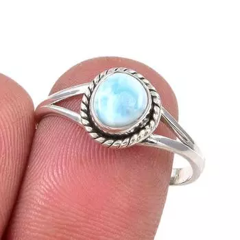 Natural Republic Larimar Gemstone Handmade 925 Sterling Silver Ring Size 9 o0C29