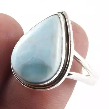 Natural Republic Larimar Gemstone Handmade 925 Sterling Silver Ring S.10 d8y89