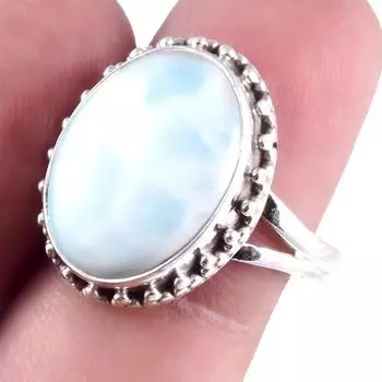 Natural Republic Larimar Gemstone Handmade 925 Sterling Silver Ring S.7.5 T3r41