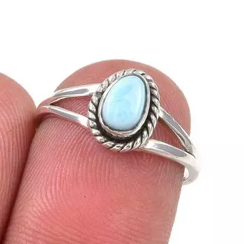 Natural Republic Larimar Gemstone Handmade 925 Sterling Silver Ring Size 6 n0o56