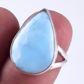 Natural Republic Larimar Gemstone Handmade 925 Sterling Silver Ring S.6 S6a56