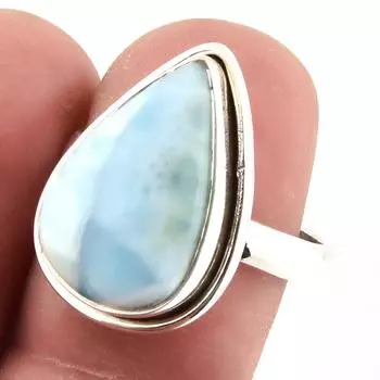 Natural Republic Larimar Gemstone Handmade 925 Sterling Silver Ring S.8 j3A71
