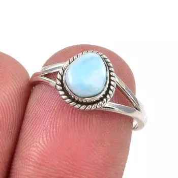 Natural Republic Larimar Gemstone Handmade 925 Sterling Silver Ring Size 7 U5u06