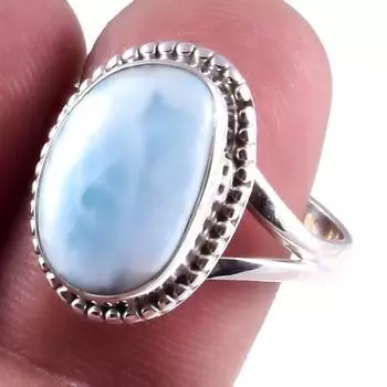 Natural Republic Larimar Gemstone Handmade 925 Sterling Silver Ring S.9 C0v22
