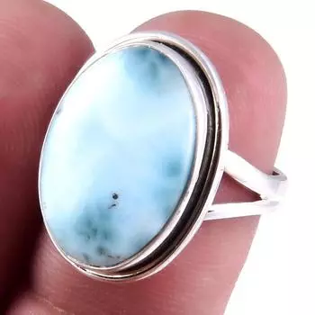 Natural Republic Larimar Gemstone Handmade 925 Sterling Silver Ring S.6 a7N90