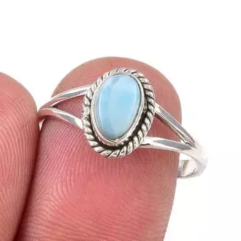Natural Republic Larimar Gemstone Handmade 925 Sterling Silver Ring S.8.5 y1Z34