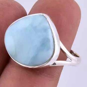 Natural Republic Larimar Gemstone Handmade 925 Sterling Silver Ring S.9.5 o7F55