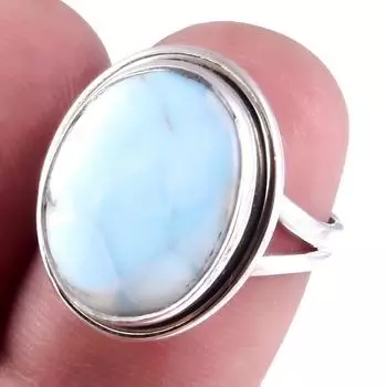 Natural Republic Larimar Gemstone Handmade 925 Sterling Silver Ring S.6 G7e57