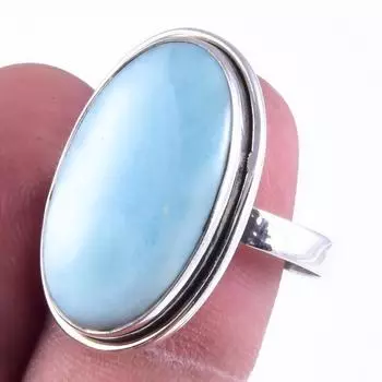 Natural Republic Larimar Gemstone Handmade 925 Sterling Silver Ring S.10 M4r71