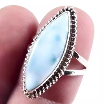 Natural Republic Larimar Gemstone Handmade 925 Sterling Silver Ring S.6 t8i65