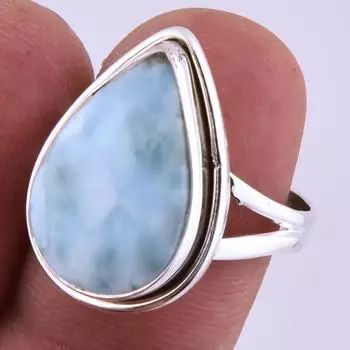 Natural Republic Larimar Gemstone Handmade 925 Sterling Silver Ring S.7.5 s8t77