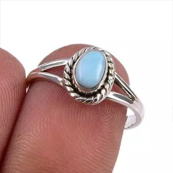 Natural Republic Larimar Gemstone Handmade 925 Sterling Silver Ring Size 7 B3i00