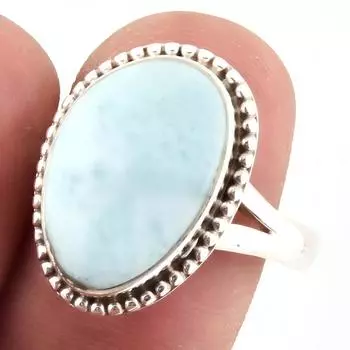 Natural Republic Larimar Gemstone Handmade 925 Sterling Silver Ring S.9 O7n29
