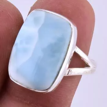 Natural Republic Larimar Gemstone Handmade 925 Sterling Silver Ring S.8 g4b18
