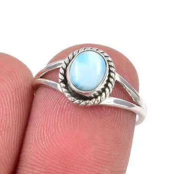 Natural Republic Larimar Gemstone Handmade 925 Sterling Silver Ring Size 6 v9j67