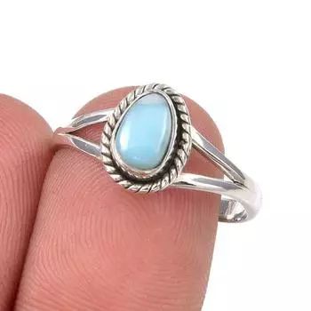Natural Republic Larimar Gemstone Handmade 925 Sterling Silver Ring Size 8 u6p74