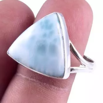 Natural Republic Larimar Gemstone Handmade 925 Sterling Silver Ring S.10 J5s74