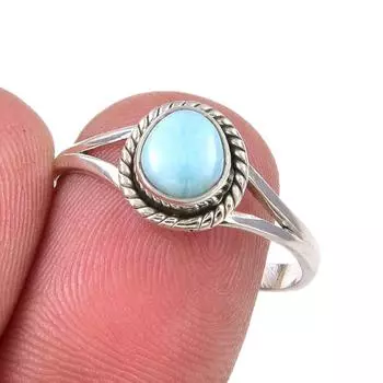 Natural Republic Larimar Gemstone Handmade 925 Sterling Silver Ring Size 9 t0m79