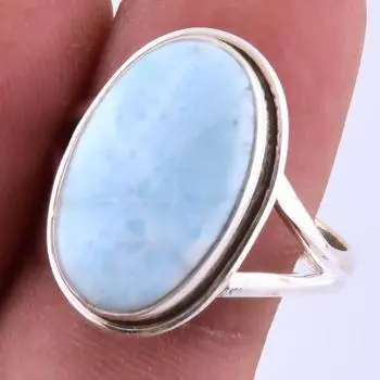 Natural Republic Larimar Gemstone Handmade 925 Sterling Silver Ring S.9.5 o4W22
