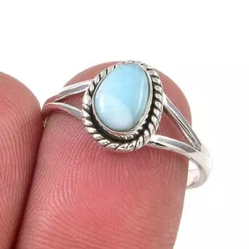 Natural Republic Larimar Gemstone Handmade 925 Sterling Silver Ring S.7.5 N8Q44