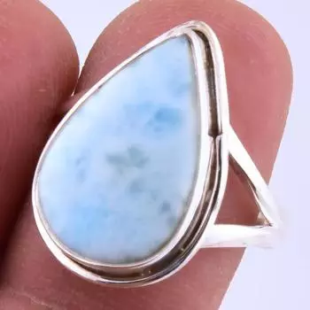 Natural Republic Larimar Gemstone Handmade 925 Sterling Silver Ring S.7.5 O6C65