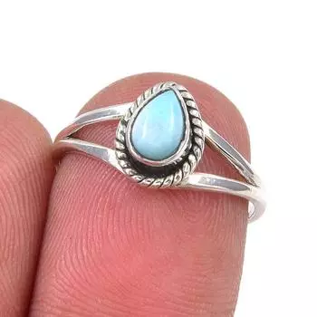 Natural Republic Larimar Gemstone Handmade 925 Sterling Silver Ring Size 6 p9Q71