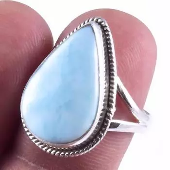 Natural Republic Larimar Gemstone Handmade 925 Sterling Silver Ring S.7 k7G16