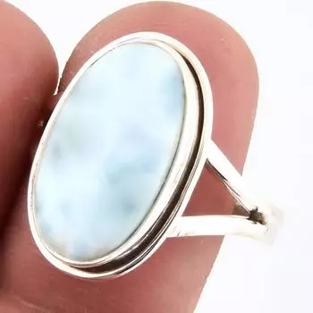 Natural Republic Larimar Gemstone Handmade 925 Sterling Silver Ring S.9.5 V7i23