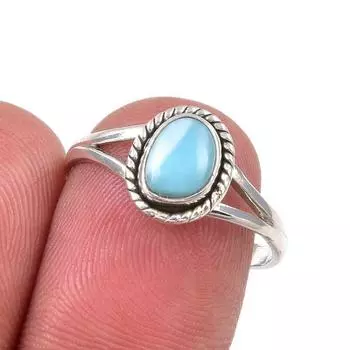 Natural Republic Larimar Gemstone Handmade 925 Sterling Silver Ring Size 8 k7D01
