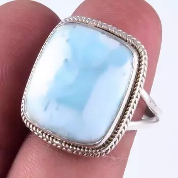 Natural Republic Larimar Gemstone Handmade 925 Sterling Silver Ring S.8 q0q82