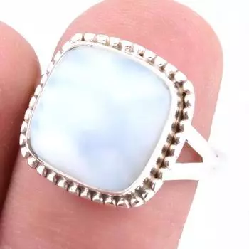 Natural Republic Larimar Gemstone Handmade 925 Sterling Silver Ring S.7 k3G98