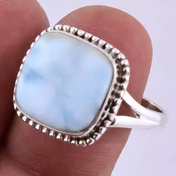 Natural Republic Larimar Gemstone Handmade 925 Sterling Silver Ring S.9.5 Z1q43
