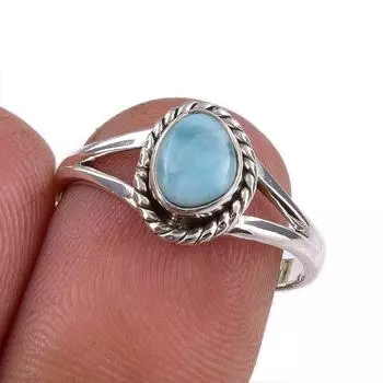 Natural Republic Larimar Gemstone Handmade 925 Sterling Silver Ring Size 7 S0o25