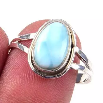 Natural Republic Larimar Gemstone Handmade 925 Sterling Silver Ring S.8.5 Y5i68
