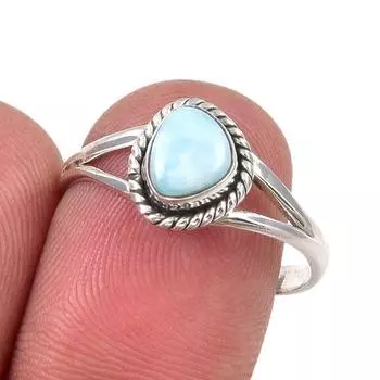 Natural Republic Larimar Gemstone Handmade 925 Sterling Silver Ring Size 9 s7h33