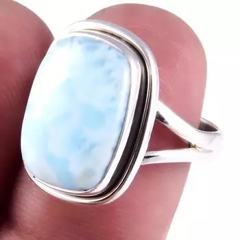 Natural Republic Larimar Gemstone Handmade 925 Sterling Silver Ring S.8 D1M89