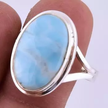 Natural Republic Larimar Gemstone Handmade 925 Sterling Silver Ring S.10 D1r39