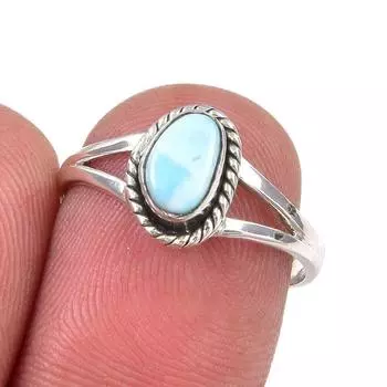 Natural Republic Larimar Gemstone Handmade 925 Sterling Silver Ring Size 7 e3m50