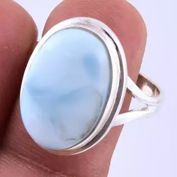 Natural Republic Larimar Gemstone Handmade 925 Sterling Silver Ring S.9 o4q48
