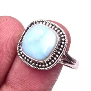 Natural Republic Larimar Gemstone Handmade 925 Sterling Silver Ring Size 10 v2m64