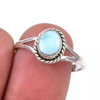 Natural Republic Larimar Gemstone Handmade 925 Sterling Silver Ring Size 9 W8k04