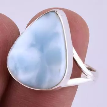 Natural Republic Larimar Gemstone Handmade 925 Sterling Silver Ring S.9 q6b36