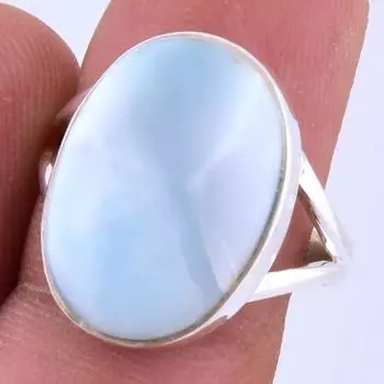 Natural Republic Larimar Gemstone Handmade 925 Sterling Silver Ring S.8 i4F40