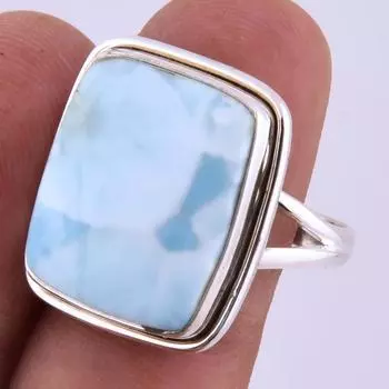 Natural Republic Larimar Gemstone Handmade 925 Sterling Silver Ring S.9.5 B7w17