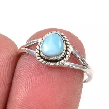 Natural Republic Larimar Gemstone Handmade 925 Sterling Silver Ring Size 7 Z2b30