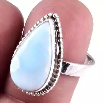 Natural Republic Larimar Gemstone Handmade 925 Sterling Silver Ring S.7 h2Q27